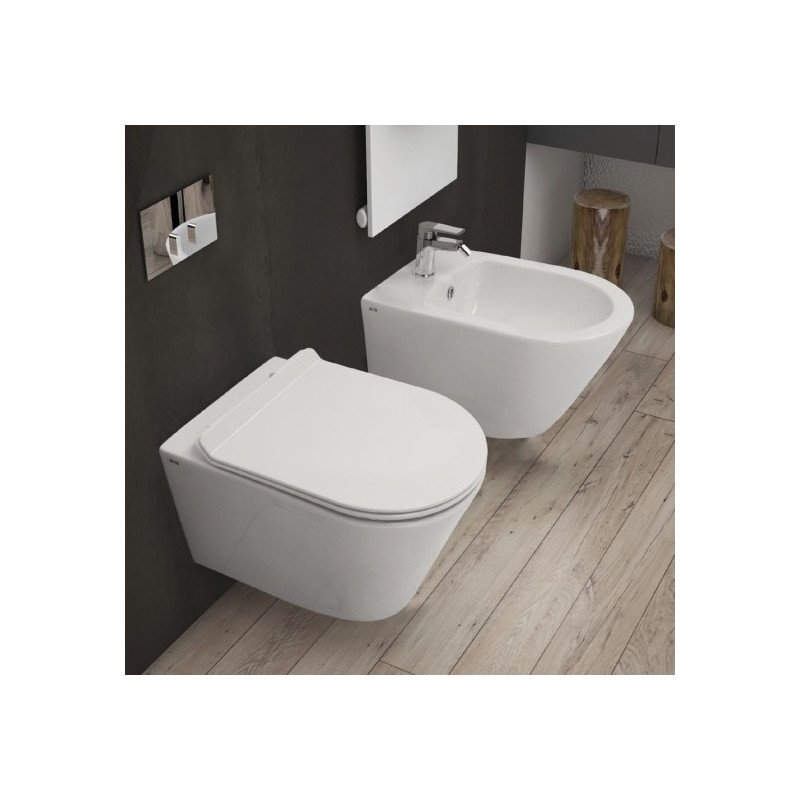 WC + BIDET SOSPESO "DELTA" RIMLESS COMPLETO DI FISSAGGI